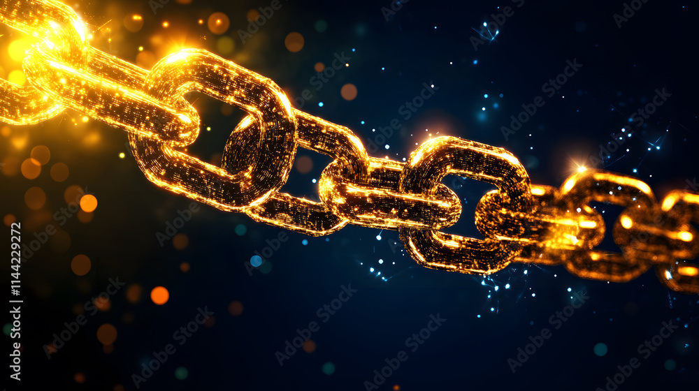 Poster a shimmering golden chain glimmers against a dark background, showcasing intricate links and a magic