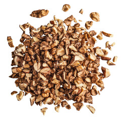Obraz premium Chopped Walnut Pieces on White Background for Culinary Use Transparent Background