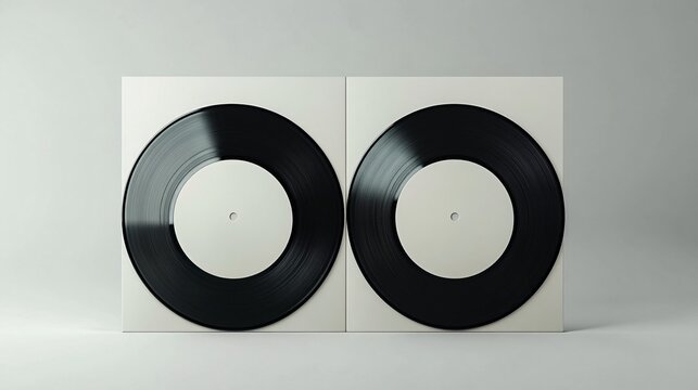 Vinyl disc mockup with a blank cover template, ideal for music album design and branding projects. - Powered by Adobe