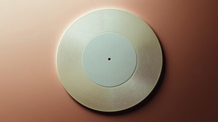 Top view of a vinyl record with a blank white cover box template, set on a clean background, ideal for album branding concepts.