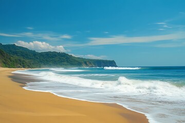 Fototapeta premium Beautiful Freedom Beach on Phuket Island near Patong.Tropical Paradise Beach – Crystal Clear Water & White Sand Island Escape, Experience the beauty of a tropical paradise with this high-resolution