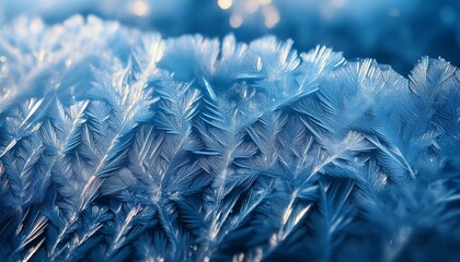 薄く透明な氷の結晶が無数に広がる表面、光が微妙に反射して繊細な光沢を生み出しているテクスチャ