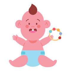 baby playing with plastic toy