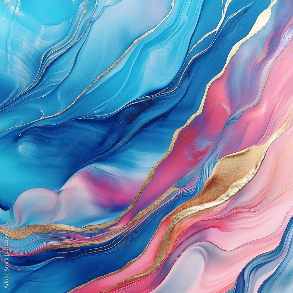 Aufkleber fluid colors blend in smooth waves with gold accents creating a vibrant abstract pattern suitable fo
