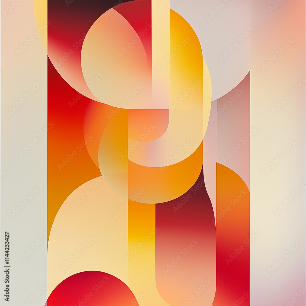 Aufkleber bright geometric shapes create a harmonious blend of bold colors and soft gradients in abstract desi