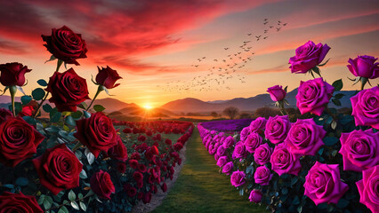 flowers in the sunset