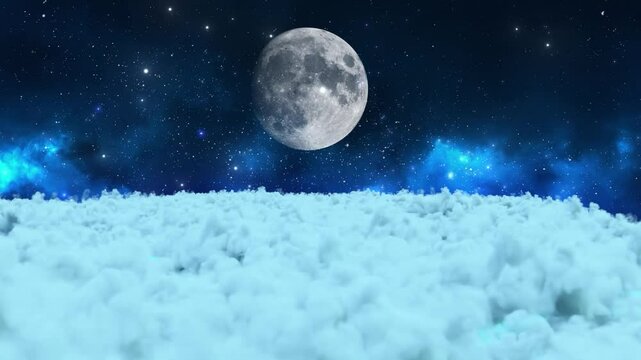 cloud sky with moon and stars lofi animation