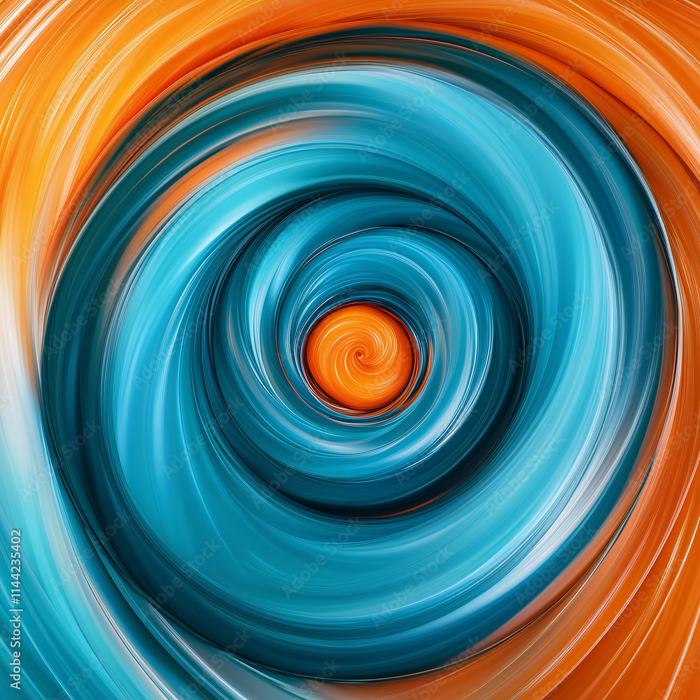 Aufkleber bright turquoise spiral patterns create mesmerizing swirls against a vibrant orange backdrop in a dy