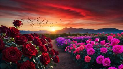 sunset over the field
