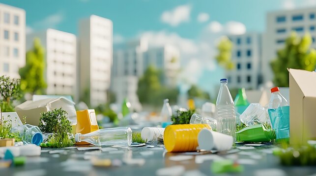 A clean scene depicting adopting zero waste principles, swapping single-use plastics for biodegradable materials and closed-loop systems 