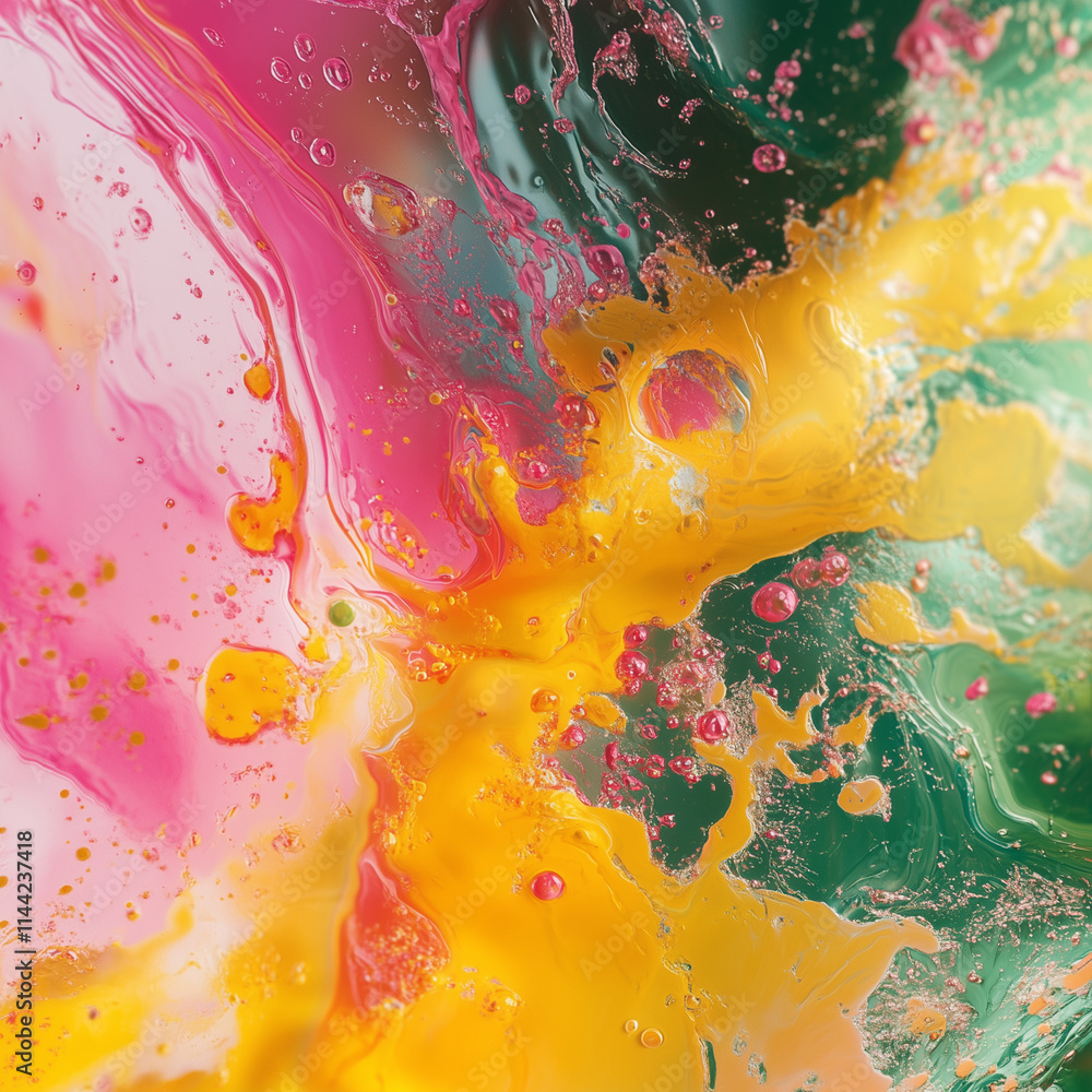 Aufkleber dynamic fluid texture creates vibrant splashes of color in an abstract composition during a creative