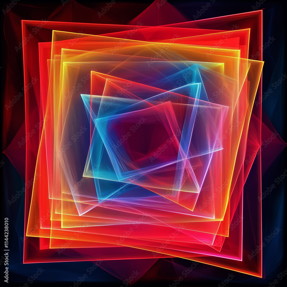 Aufkleber vibrant neon-colored abstract geometric shapes creating a dynamic visual experience in a modern art 
