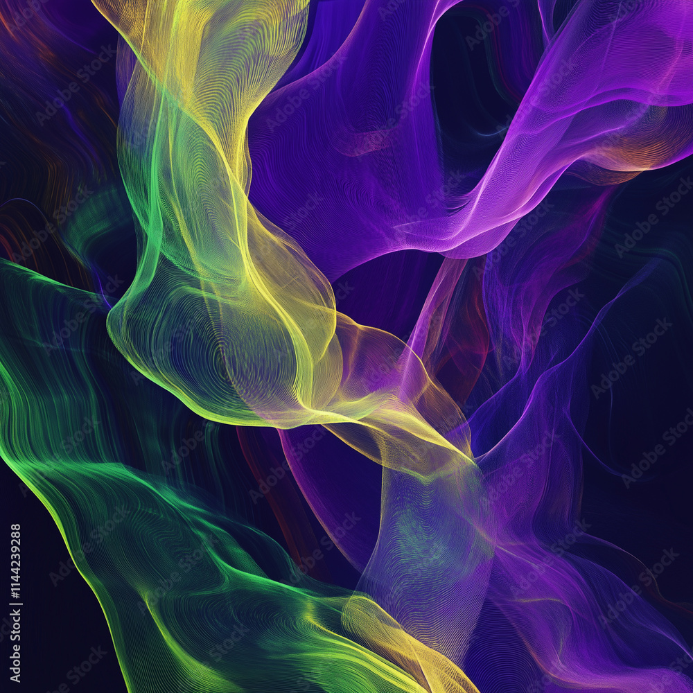 Aufkleber dynamic abstract lines in neon purple and green weave together to create a vibrant visual experience