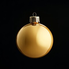 A smooth yellow gradient Christmas ball, glossy finish, placed against a pure black background