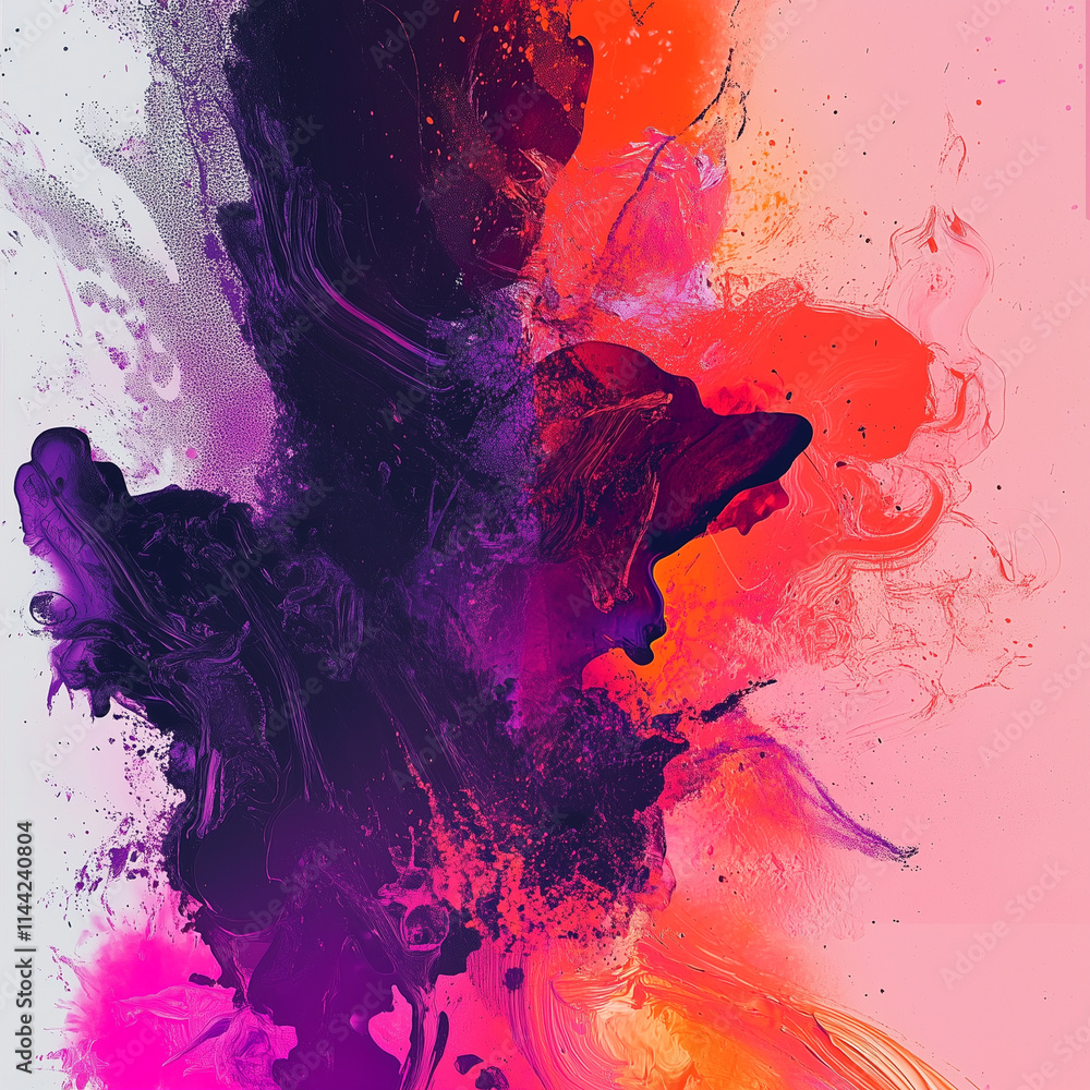 Aufkleber vibrant abstract splash of colors creating a dynamic visual experience in bright pink and purple ton