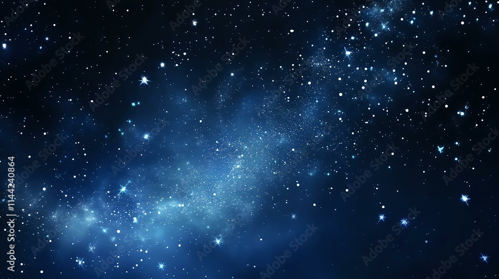 Wall mural gradient navy and silver with shimmering starry accents and a smooth glowing finish for a celestial 