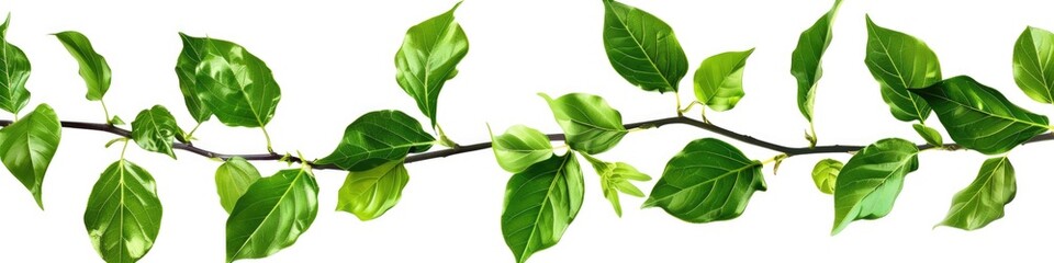 Obraz premium Leaf Garland. Green Tree Branch Line Arrangement with Fresh Leaves Border