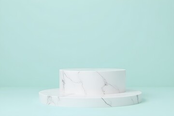 Minimal Template Podium On Marble Triangle And Mint Background 3d Render 