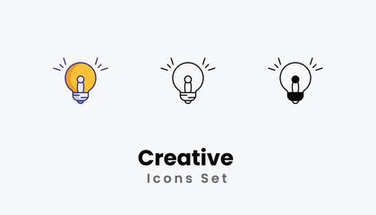 Creative  Icons thin line and glyph vector icon stock illustration