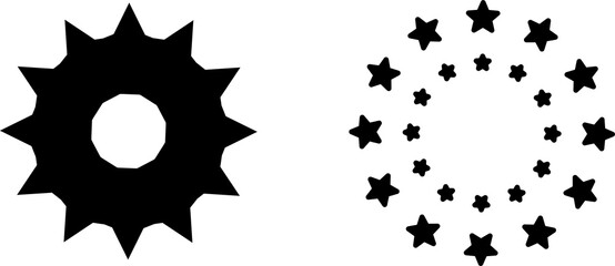 Stars in circle icon. stars circle pattern stencil. Clipart image isolated on white background. infographics, chart, presentation, app, Simple logo vector illustration