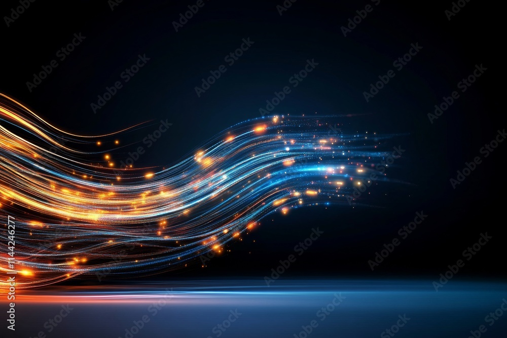 Poster Dynamic light trails create a stunning visual display in a dark environment