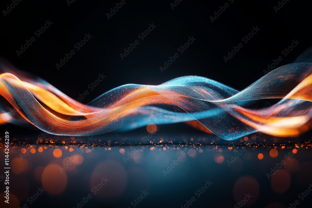 Poster colorful waves of light swirl gracefully in a dark space creating a dynamic visual effect