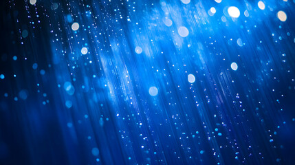 A landscape where blue digital rain falls diagonally