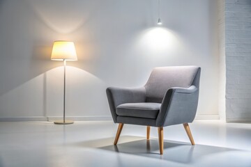Fototapeta premium Modern Grey Armchair Design: Minimalist Furniture for Contemporary Living Rooms