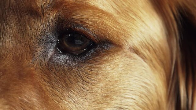 Golden retriever dog face close up stock footage