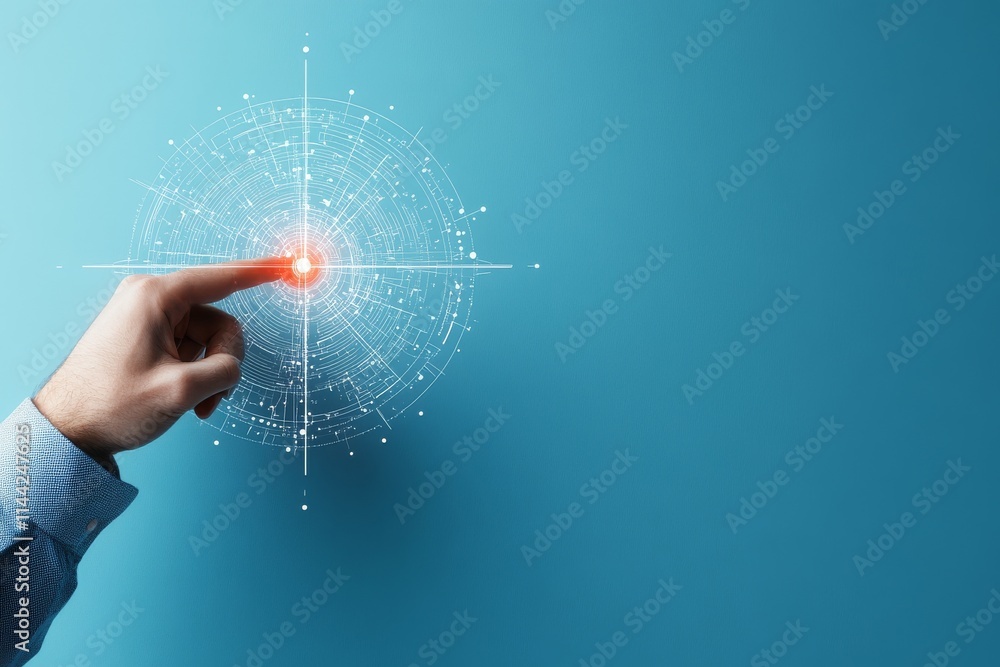 Aufkleber digital interaction with glowing sphere representing technology and innovation in a modern environme