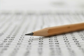 Number 2 pencil is laying on a test form, filling in the correct bubble for each question