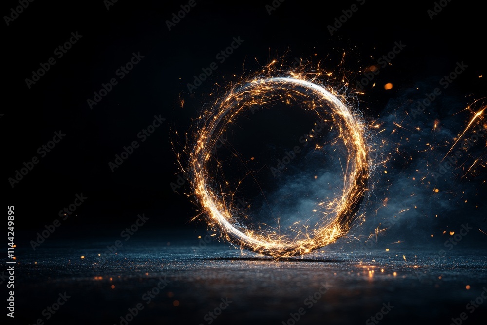 Aufkleber sparkling circular light display creates a mesmerizing effect in dark surroundings