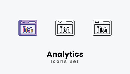 Analytics Icons thin line and glyph vector icon stock illustration