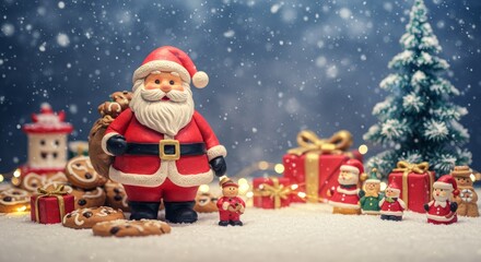 Fototapeta premium Santa Claus in Christmas, figure with christmas lights