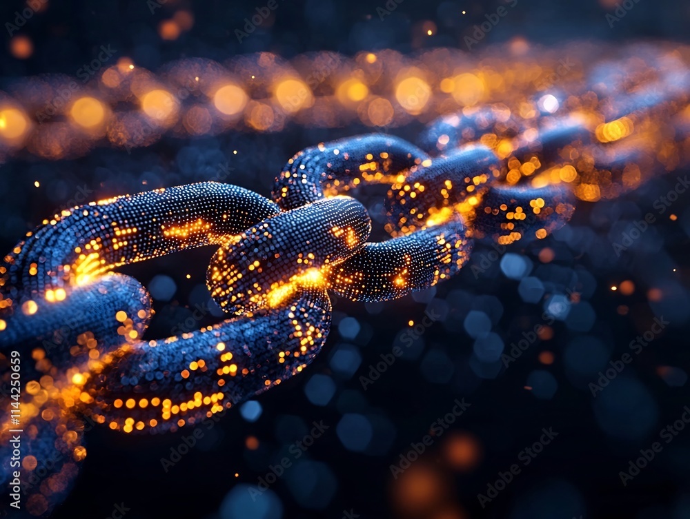 Poster encrypted blockchain transaction with padlock icons secure digital finance cybersecurity concept