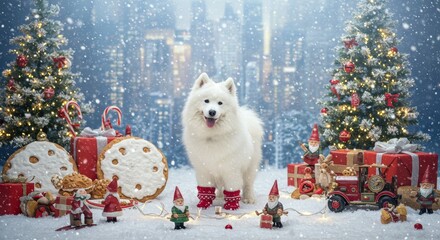 Christmas scene with dogs