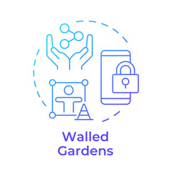 Fototapeta premium Walled gardens blue gradient concept icon. Platforms with restricted content service. Digital experience. Round shape line illustration. Abstract idea. Graphic design. Easy to use in infographic