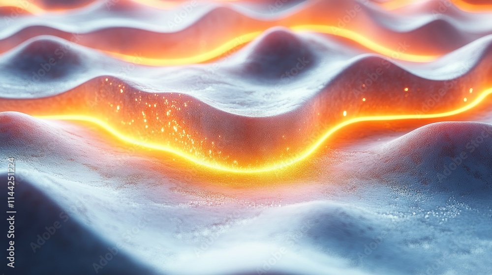 Aufkleber abstract waves with glowing lines and sparkles.