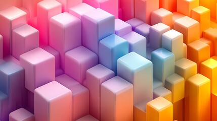 Obraz premium Abstract Colorful D Cubes Geometric Background Gradient Blocks