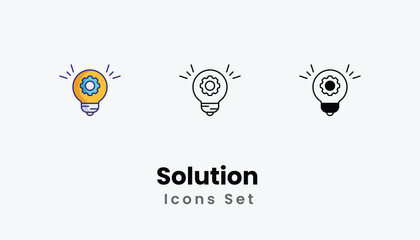 Solution  Icons thin line and glyph vector icon stock illustration