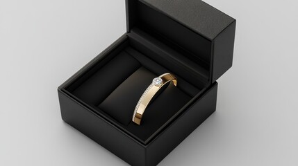 Elegant Diamond Ring in Black Jewelry Box with Soft Interior