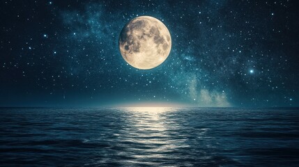 Enchanted Moonlit Ocean: A Celestial Night at Sea