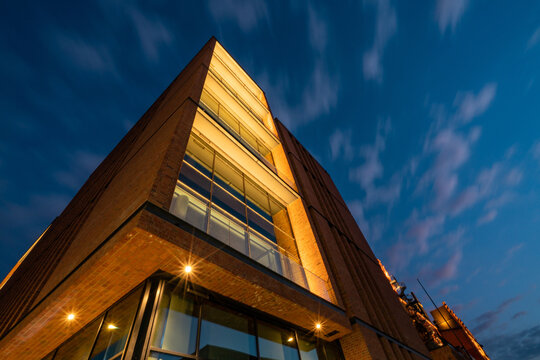 Modern Architectural Marvel in Hamburg at Dusk