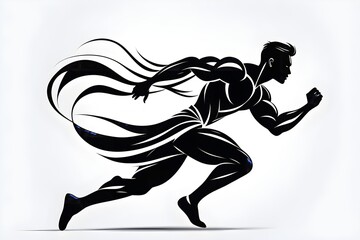 Fototapeta premium abstract stylized black icon of a runner silhouette on white background