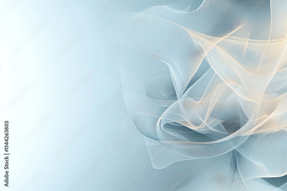 Poster abstract light blue fabric texture with flowing, soft curves creating a serene digital backdrop