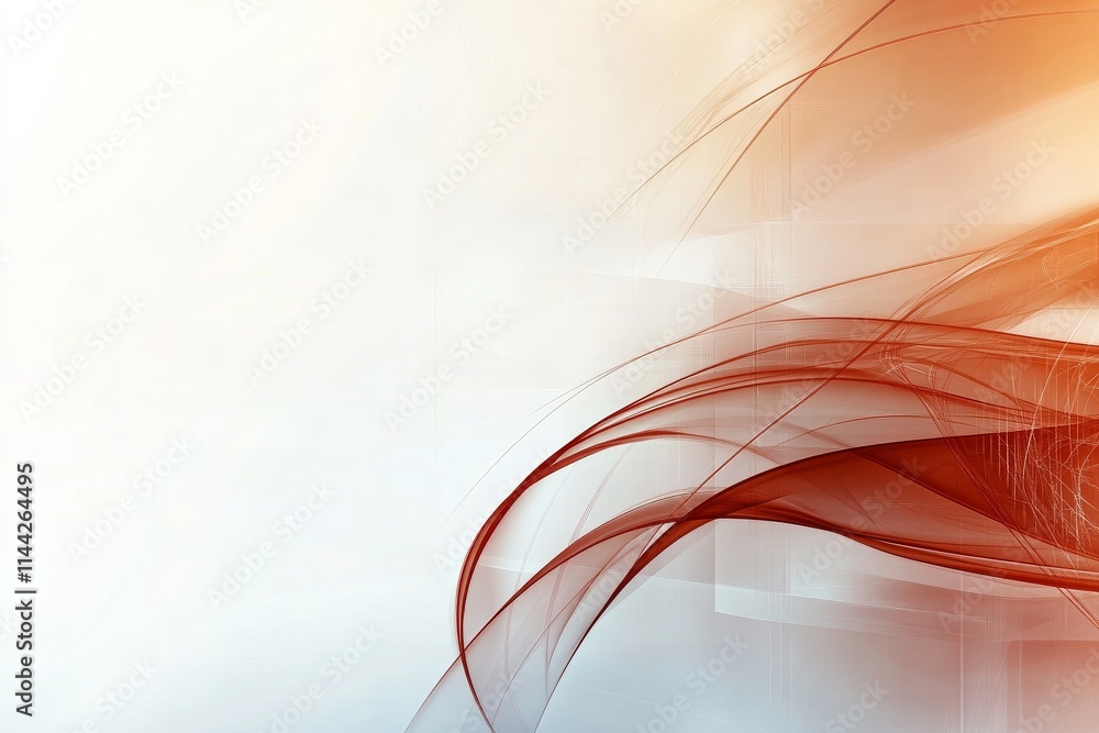 Poster abstract composition featuring flowing lines and warm colors in a minimalist design