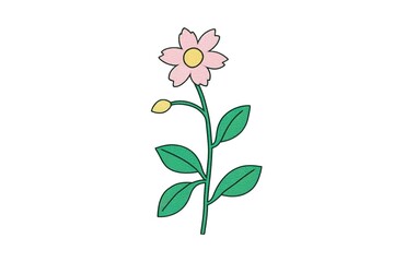 Delicate Pink Flower with Green Leaves, Perfect for Spring Designs