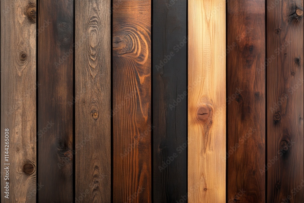 Aufkleber wooden planks in varying shades create a rustic and warm backdrop ideal for design projects and inte