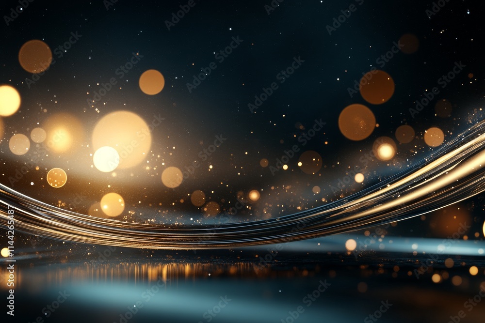 Aufkleber sparkling golden lights create a dreamy atmosphere with shimmering reflections in a dark setting