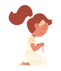 girl praying in first communion